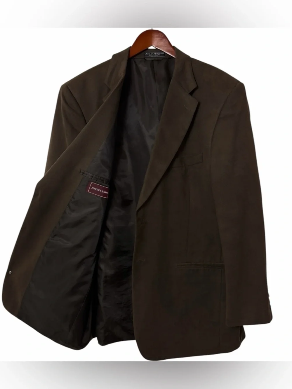 Jeffrey Banks Mens 46L Long Brown Supra Suede Blazer 2-Button Sport Coat Jacket